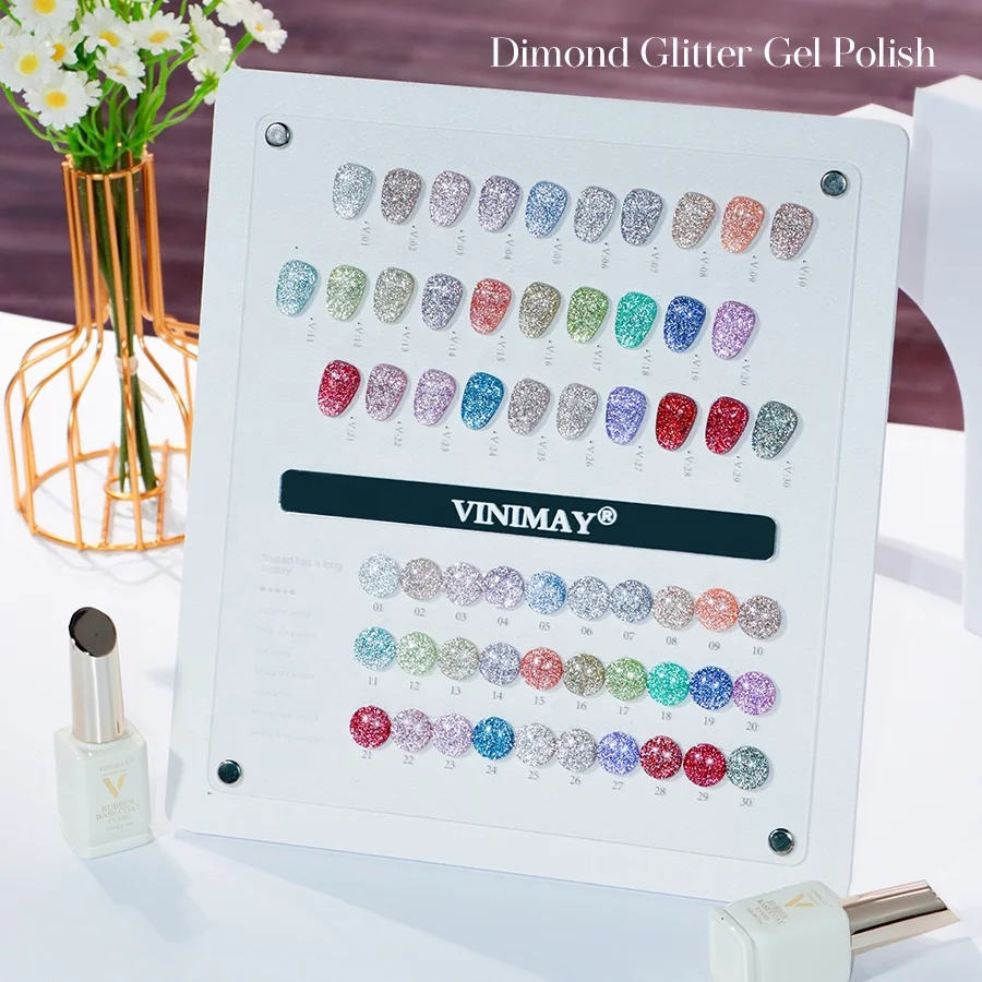Salon UV Gel Polish Nail Paint 15ml with 30 Diamond Glitter Colors Shining Beauty Supplies for Nail Use