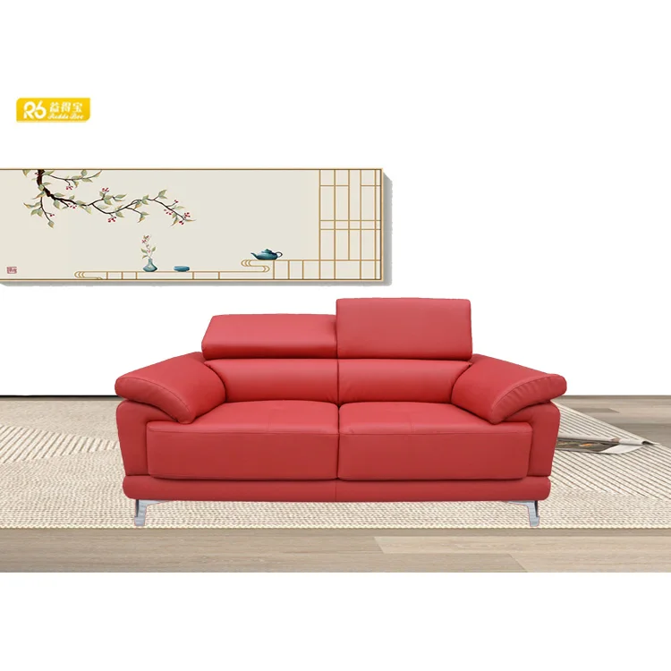 Factory Direct Stainless Steel Leg Red Fabric Seat Sofa Set For Living Room Furniture Headrest Adjust 6927