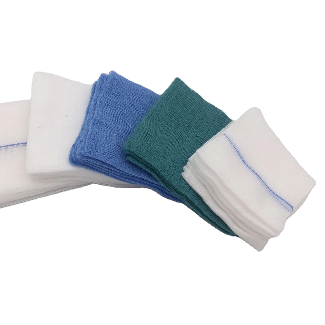 White Blue or Green Color Medical Non Sterile Absorbent Gauze Swab