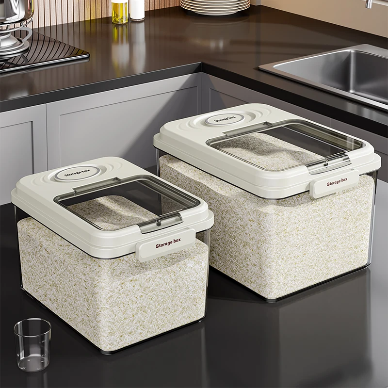 Chinese Steel and Plastic Vacuum Rice Container Dispenser Folding Food Container for Kitchen Storage