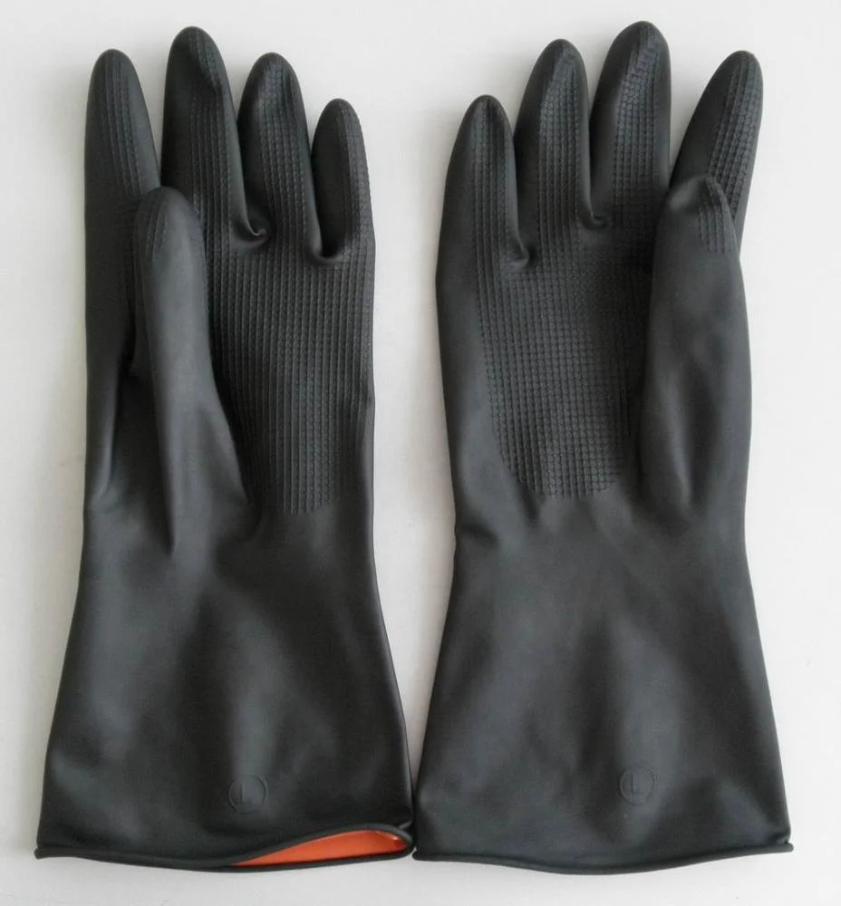 100g Heavy Duty oem Brand black outside and orange inside  Rubber gloves Industrial Gloves