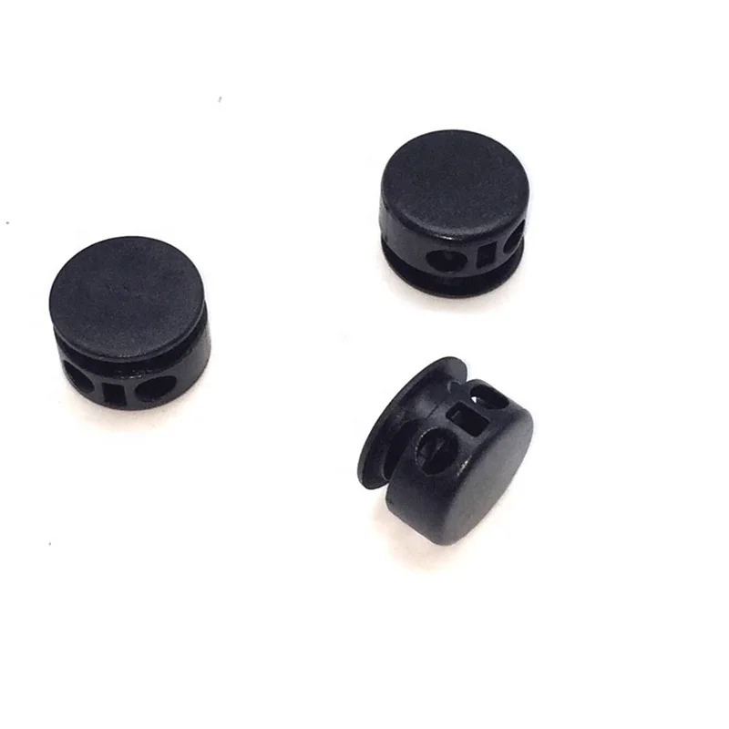 Высококачественная пластиковая наконечная штепсельная Вилка для тяги, веревочный замок, пружинная Пряжка, оптовая продажа, черная пряжка с двойным отверстием