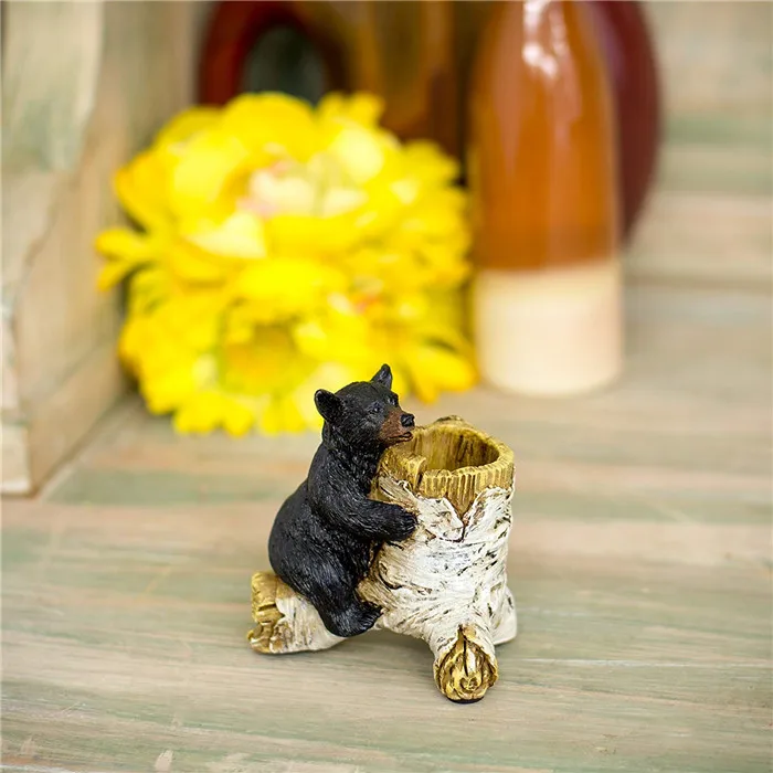 resin toothpick holder Bear Toothpick Holder 4 x 3 x 4 Inch Resin Crafted Tabletop Figurine