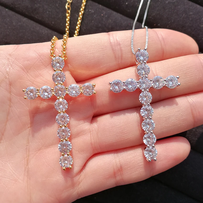 iced out crystal cross pendant necklace