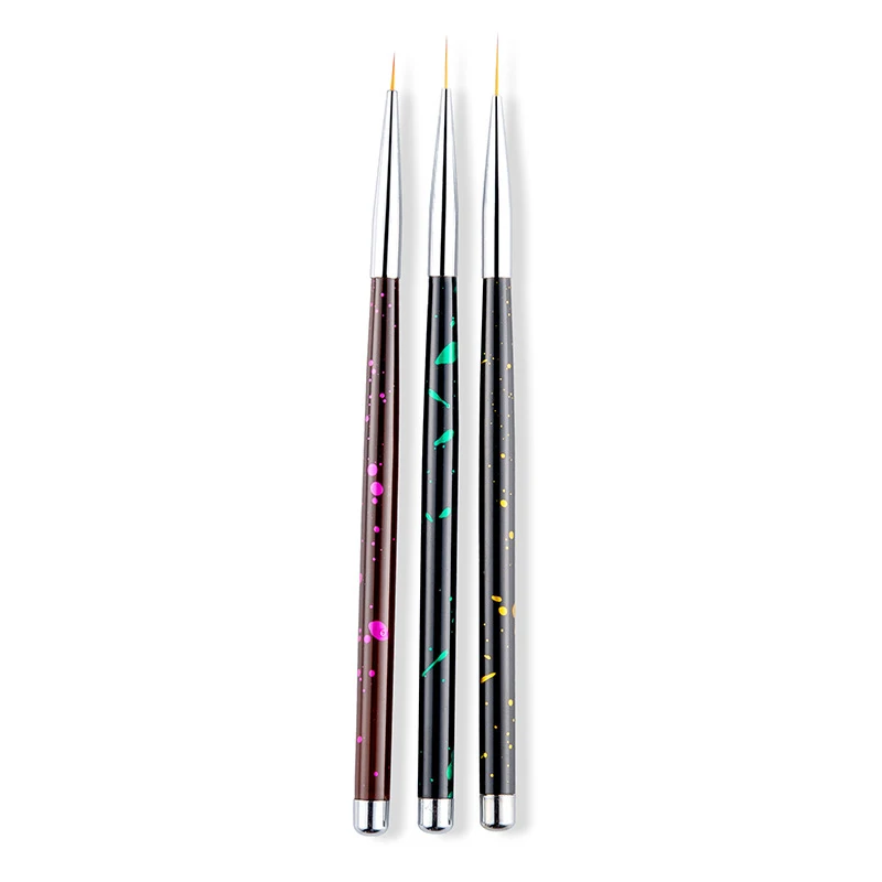 3pcs/set Nail Art Liner Painting Pen 3D Tips DIY Acrylic UV Gel Brushes Drawing Kit Flower Line Grid French Design Manicure Tool