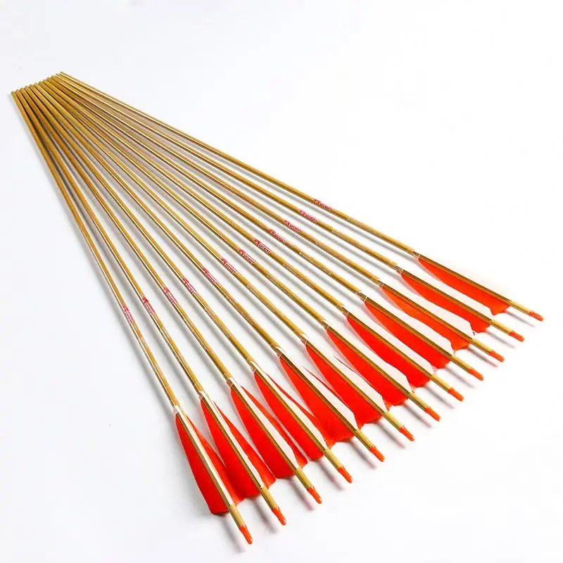 Cheap 4' shield feather spine 400 500 600 bamboo skin arrow shafts pure carbon arrow for bow archery shooting