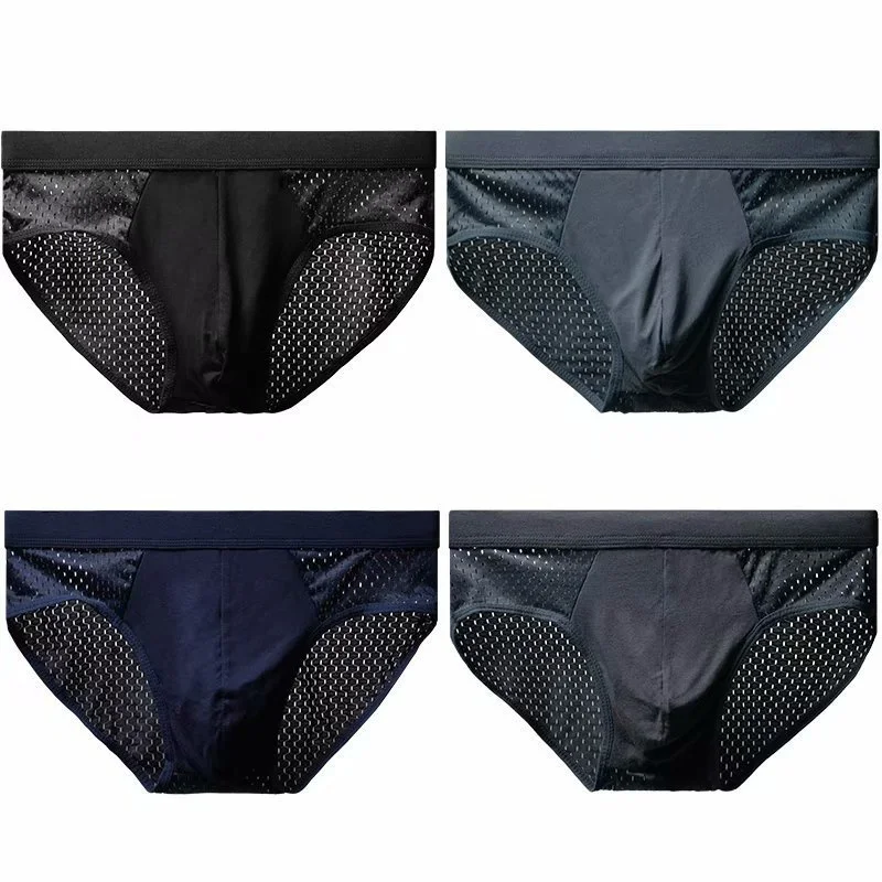 Cheap drop shipping and wholesale breathable sexy mens ice silk mesh 4XL underwear briefs