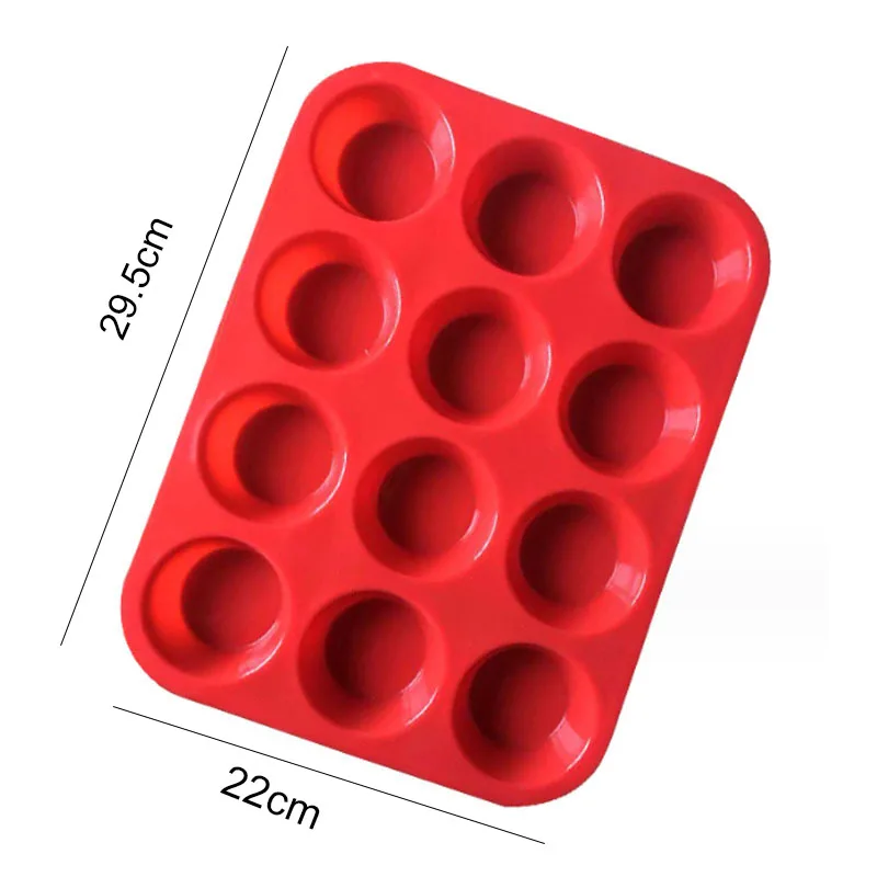 Popular 12pcs Cupcake Silicone Cake Mold Food Grade Silicone Baking Mini Cake Silicone Mold
