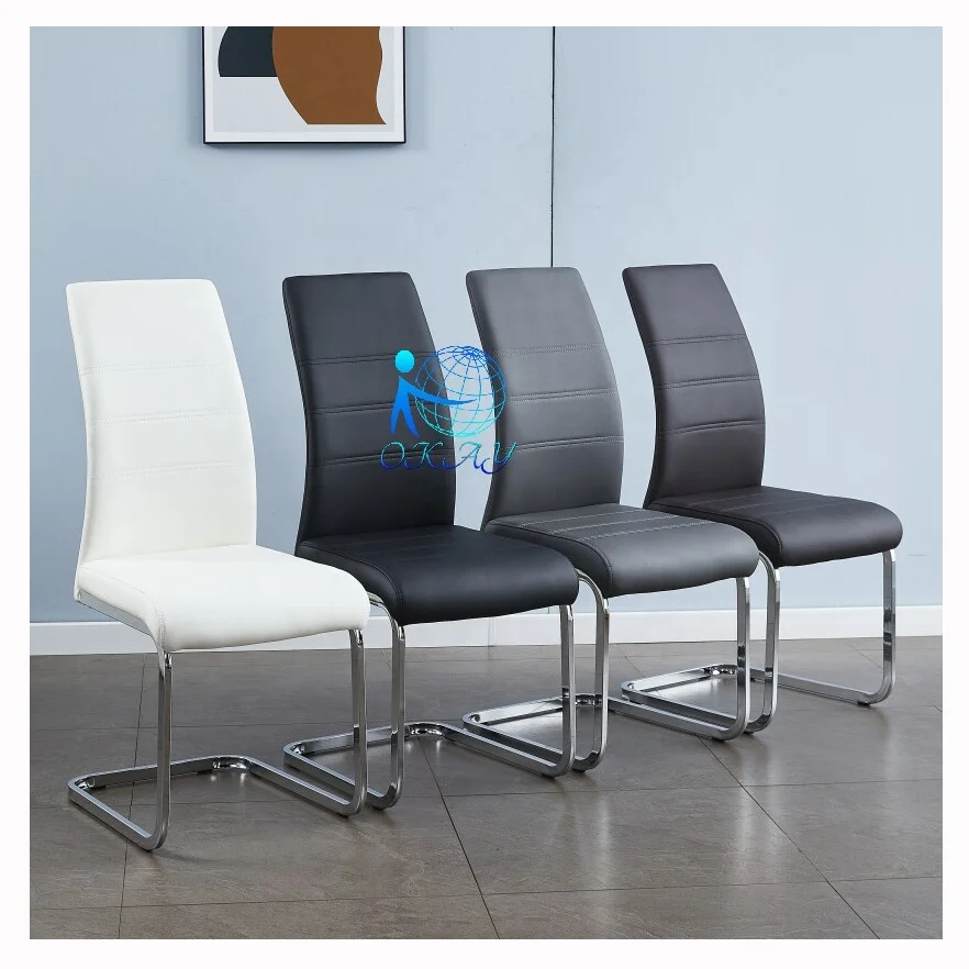 OKAY Furniture High Back Faux Luxury Black Z Shape Industrial Leather Dining Chair