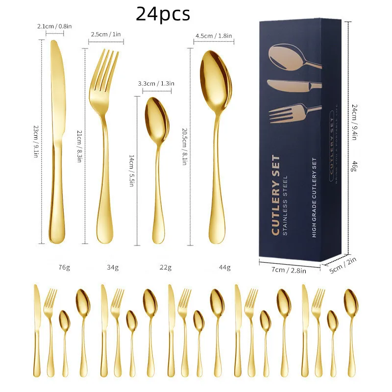 High Grade Flatware Western Food Eating Utensils Knife Fork Spoon 410 Stainless Steel Silverware Cutlery Set