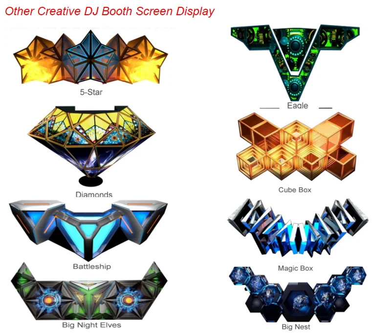 Full Color Special Shape Cool Led Screen Dj Table P5 Smart Magical 3d Video Panel Led Dj Booth Dj Stage Digital Display Screen