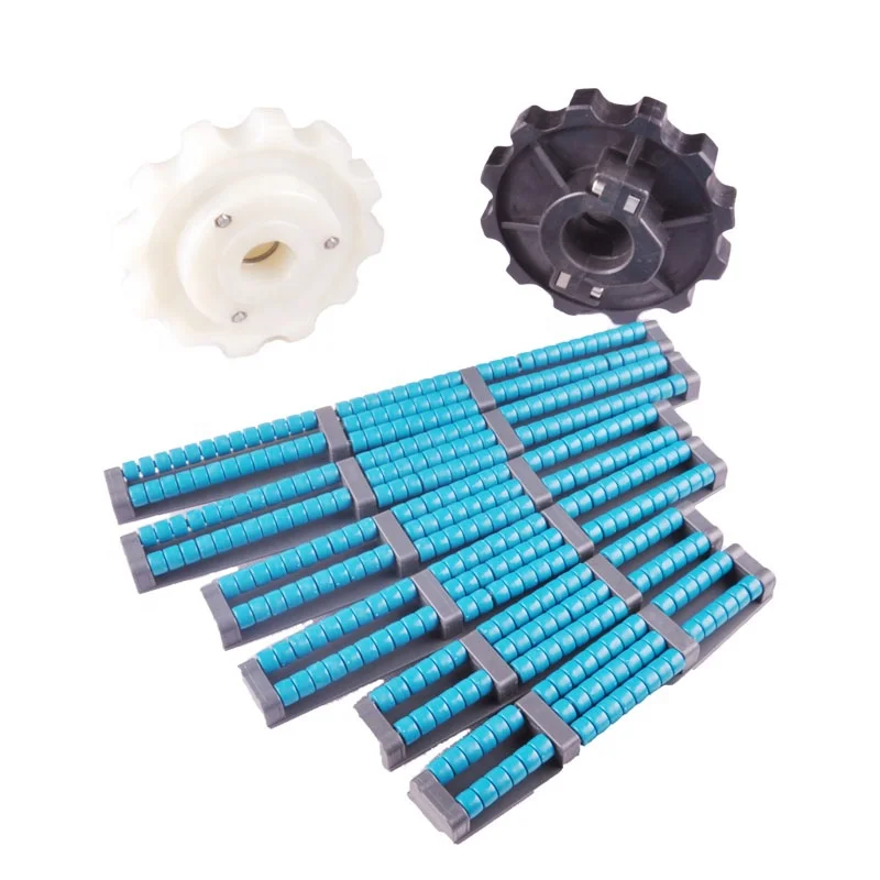 
882TAB series side flexing plastic flat top conveyor chain with low noise accumulation rollers slat top chain 