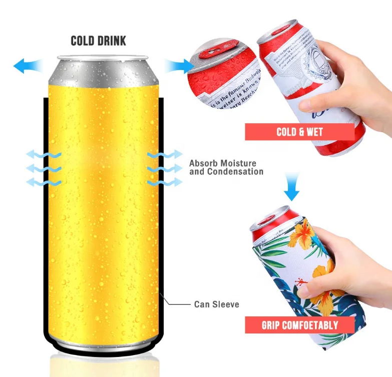 
12 oz Slim 330ml Wholesale Neoprene Beer Bottle Cooler Sleeve Sublimation Printing Neoprene Beer Bottle Can Cooler Holder 