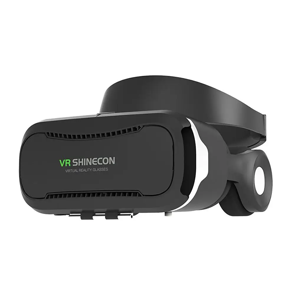 VR Shinecon SC-G02E 4.0 VR Glasses with Headphones 3D Smartphone Virtual Reality Stereo Mic Control Button Helmet