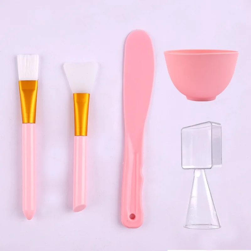 Factory Sell Mask Brush Facial Care Set 5pcs Mask Spatula Silicone Mask Bowl Brush Hair Cleaning Measuring Spoon Set