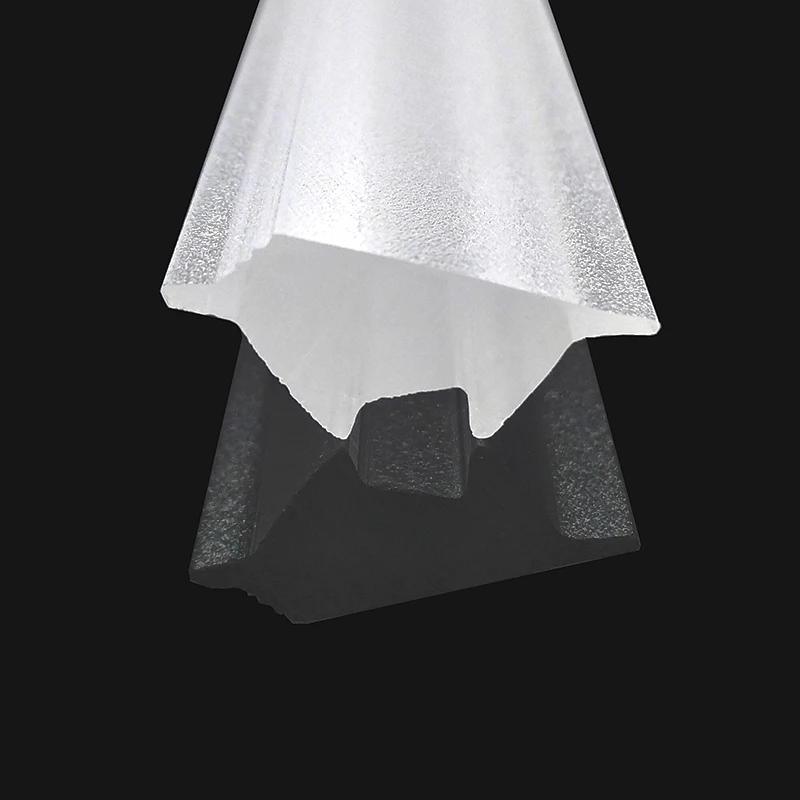 Customized Plastic Extrusion PMMA Acrylic Frosted Linear Cover LED Asymmetric Polarized Light Lens For Led Light Diffuser