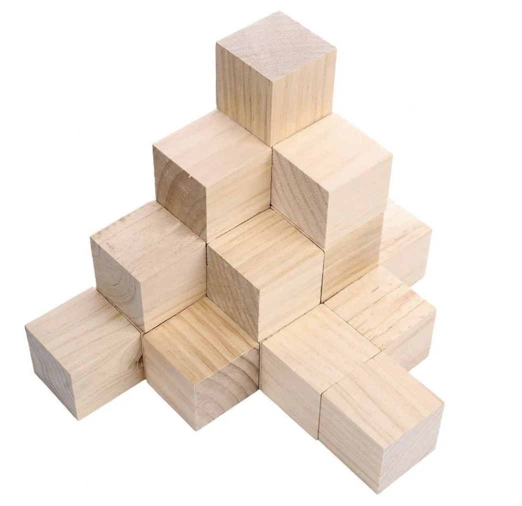 2 inch Wooden Cubes Unfinished Wood Blocks Set for Wood Crafts