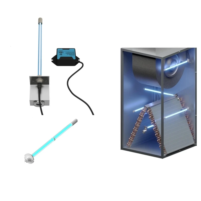 Green UVC AC 24V Bare Wire Germicidal UV-C LightS tube for HVAC Coil system ac Duct(14-inch with magnet)/air handler Air cleaner