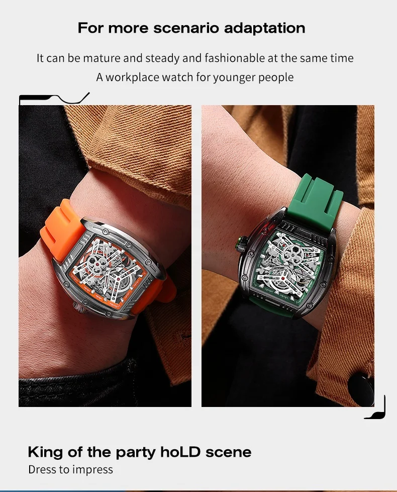 2024 Megir 8601 Waterproof Luxury Mechanical Wrist Watches Original Brand Automatic Watch Man Silicone Strap Automatic Watch