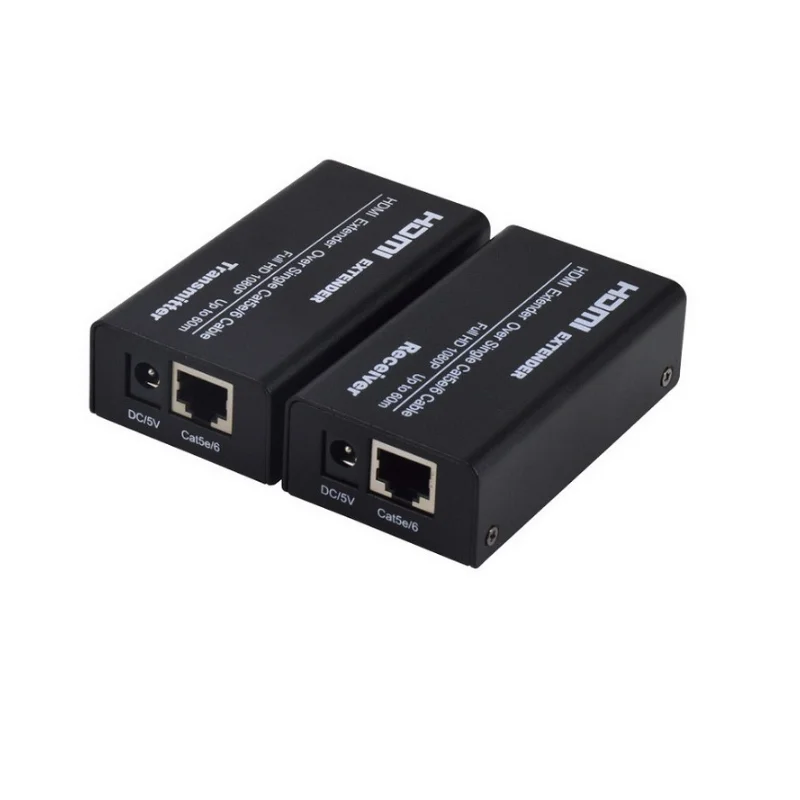 Factory HDMI Extender 60M 1080p 3D HDMI Расширитель сигнала Приемник Передатчик через Cat 5e / 6 cat5 cat6 RJ45 Ethernet-преобра