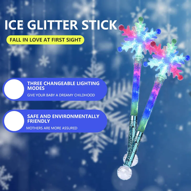 Wholesale Magic LED Glow Snowflake Wand Multi-Color Plastic LED Stick Parties China Manufactured Promotional Party Supplies
