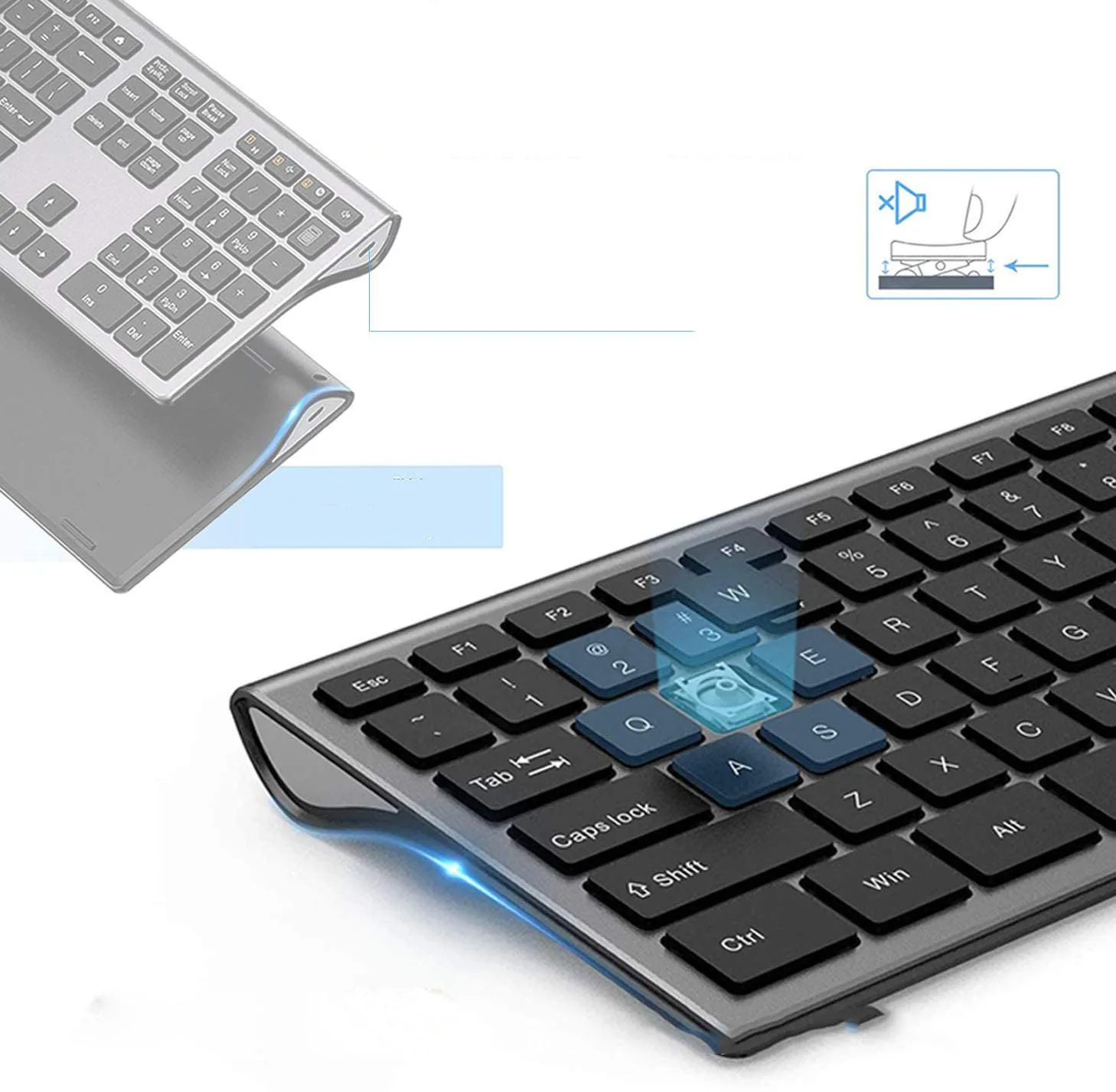 109 клавиш 2,4g мини-ноутбук Тихая беспроводная мышь клавиатура