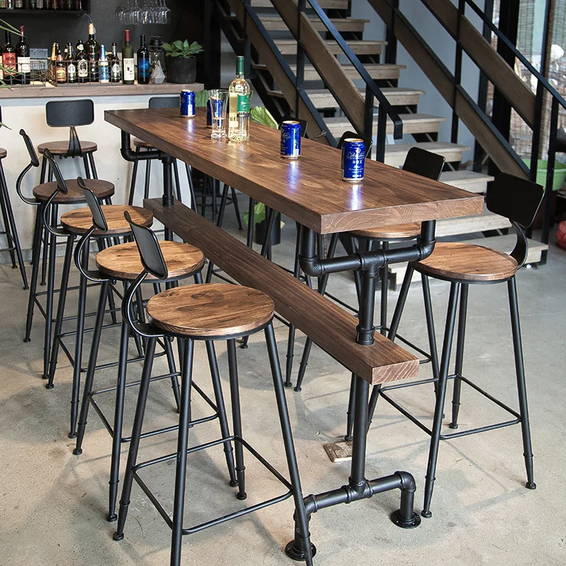 Factory Direct Latest Design Fashionable Long Industrial Vintage Restaurant Kitchen Wood High Bar Table