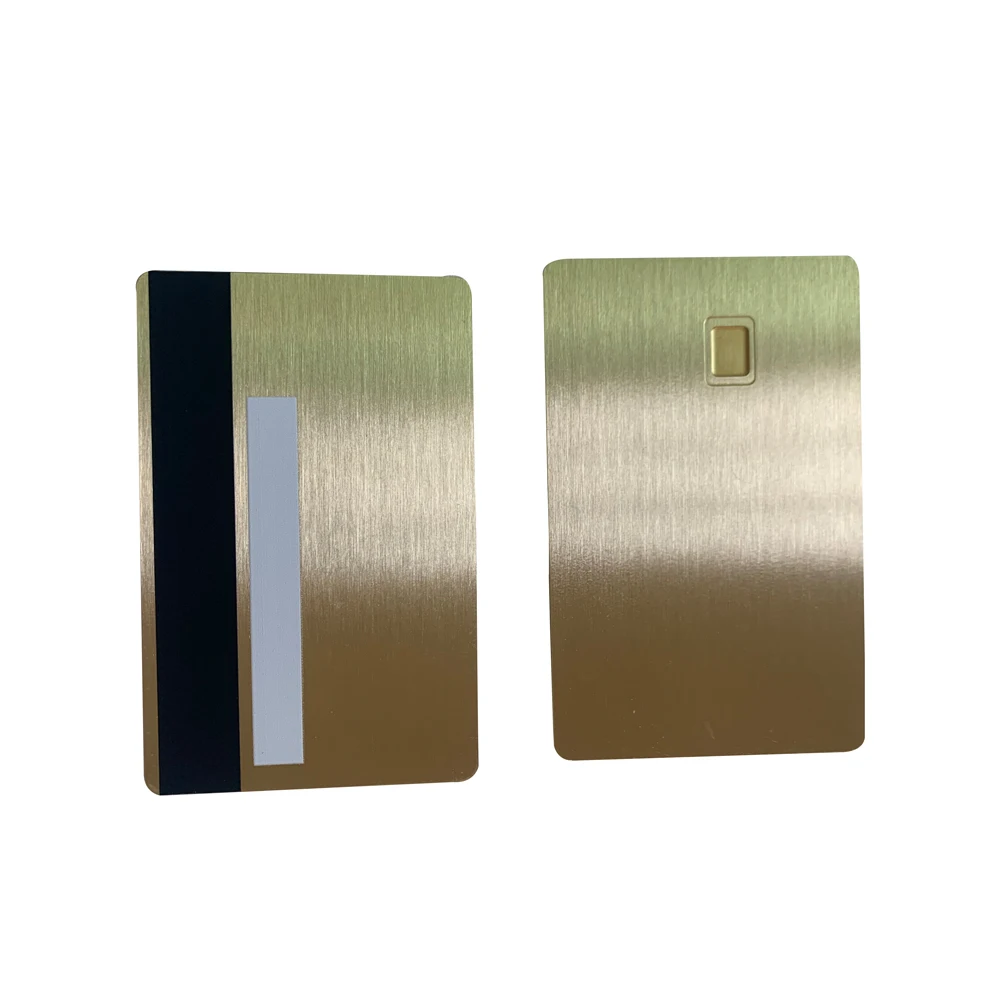 Credit Card Size 0.8mm Gold Brushed Metal Credit Card Stainless Steel Brass Metal Card with emv chip slot