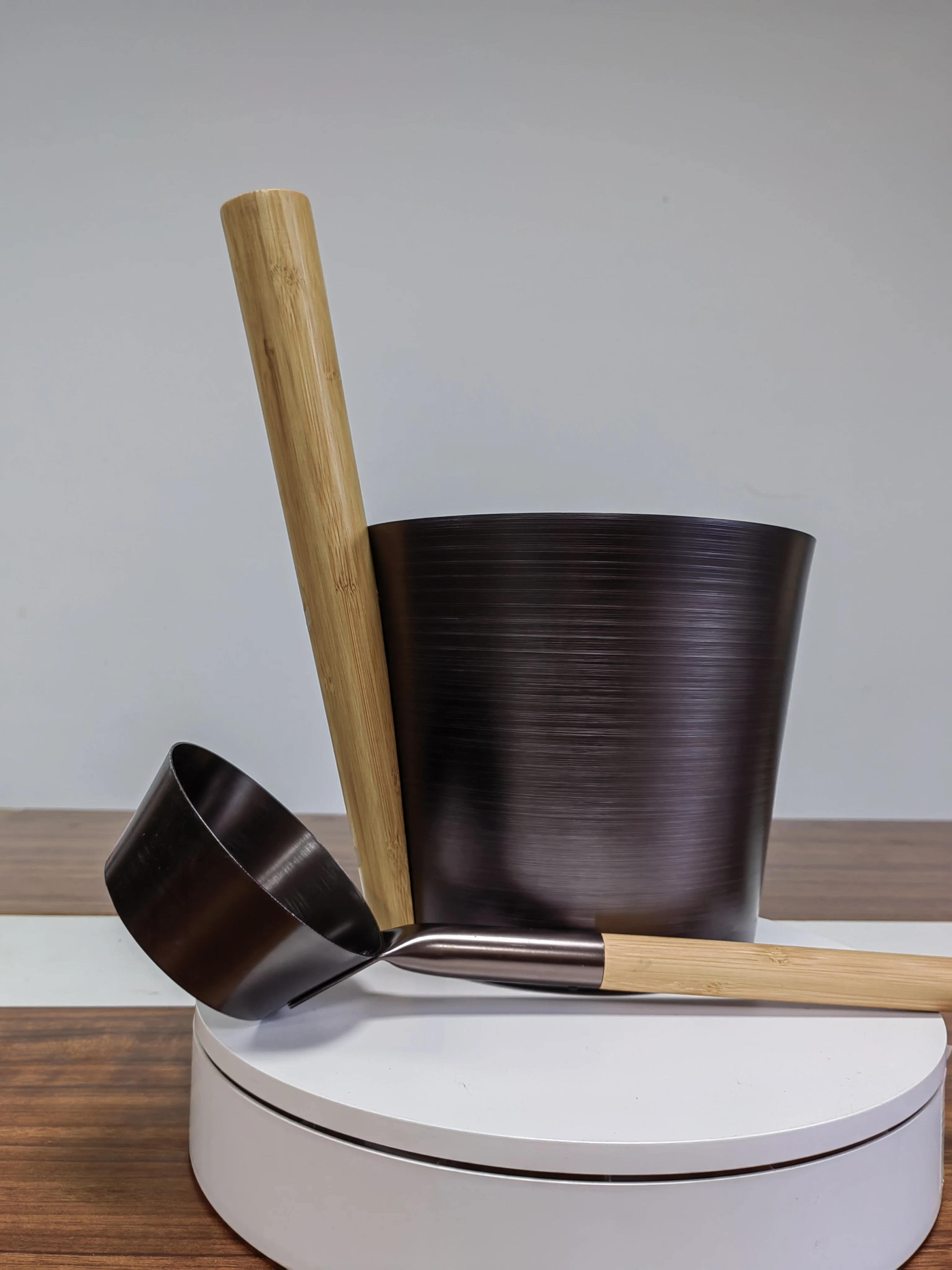 Sauna Bucket Ladle Woodenwater Wood Spa Bath Footscoop Set Bathing Tub Pail Shower Accessories