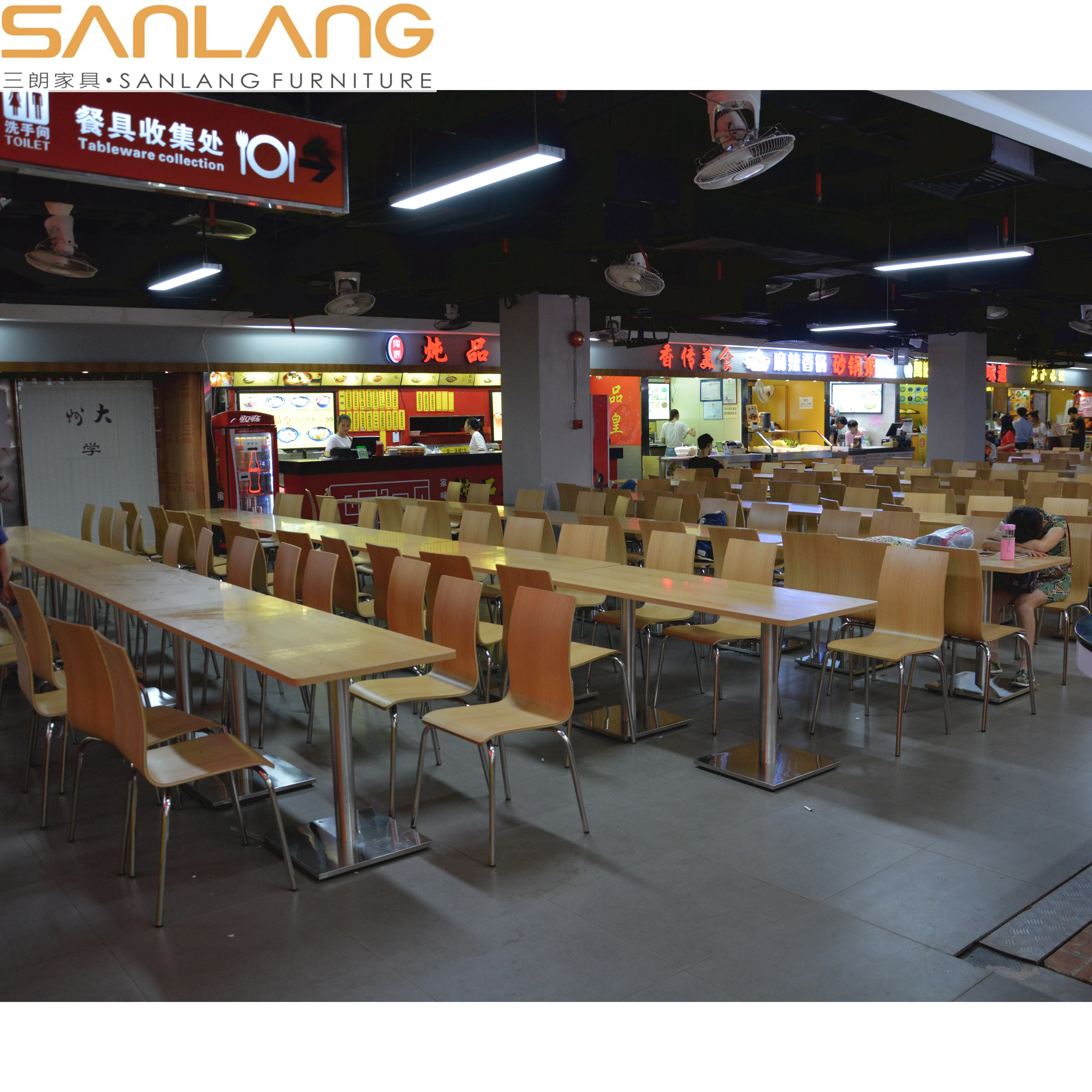 Wedding dining sets industrial wood chair furniture sedia fast food molded plywood canteen seating components chairs and tables