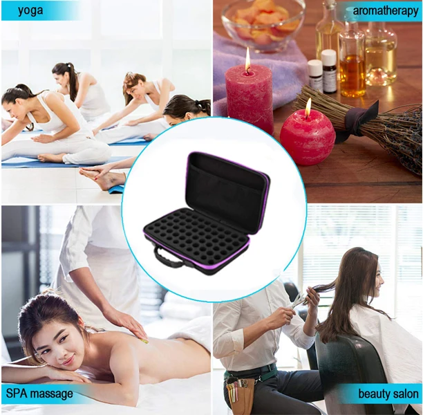 5ML 10ML 15ML 60 Bottles Holder Custom Top Handle Traveling Accessories Storage Organizer Hard Eva Essential Oil Carrying Case