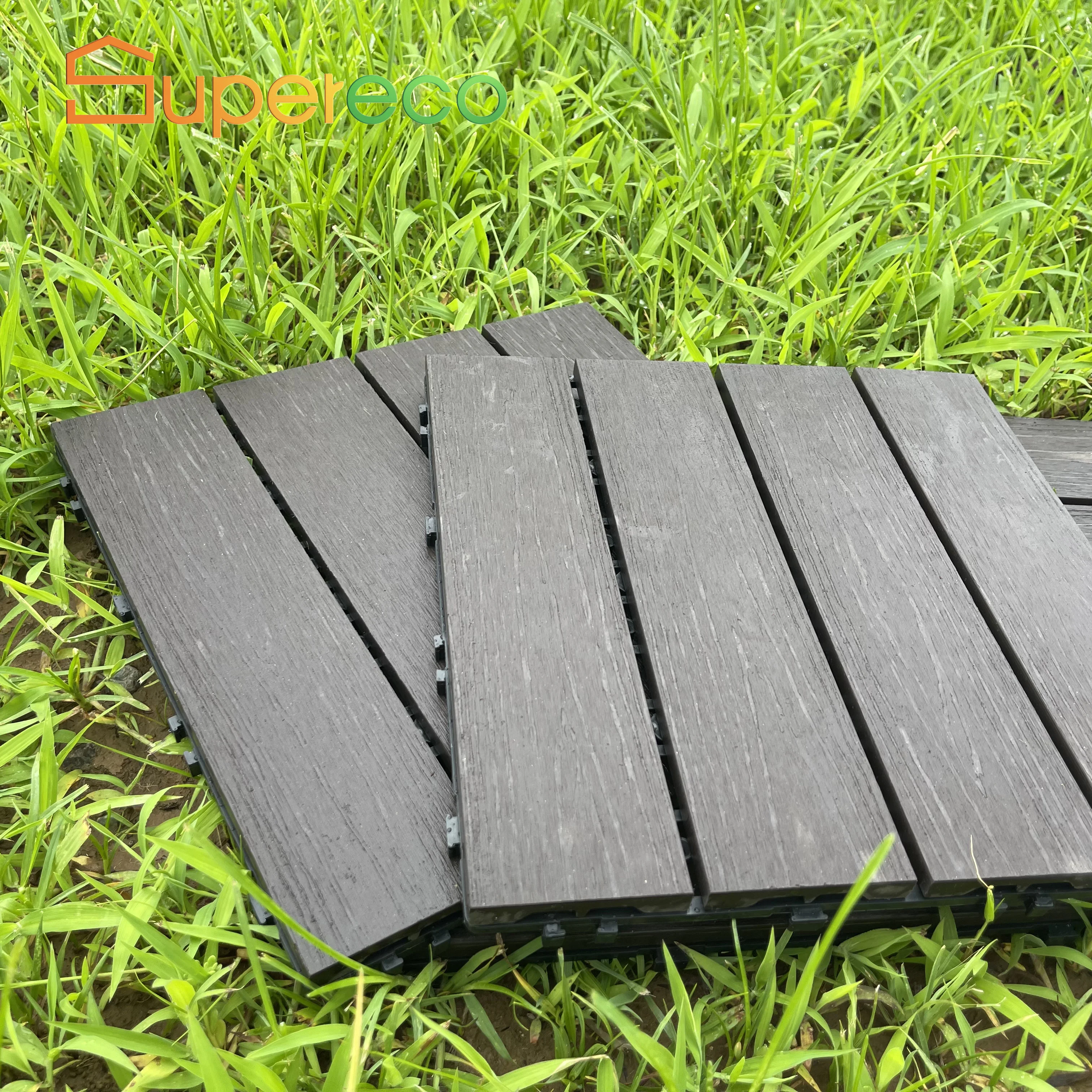 ECO Waterproof Balcony Interlocking Wpc Decking Tiles Outdoor Composite Wood Wpc Deck Diy Tile Floor For Porch Patio Garden