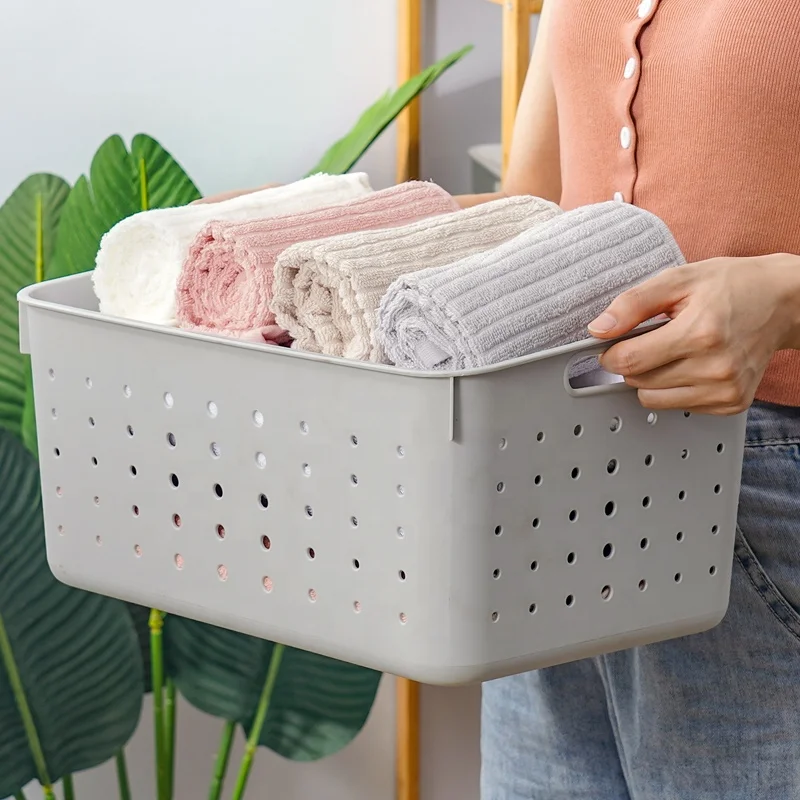 Multifunctional Plastic White Storage Basket Home Office Kitchen Organization Basket Organizer