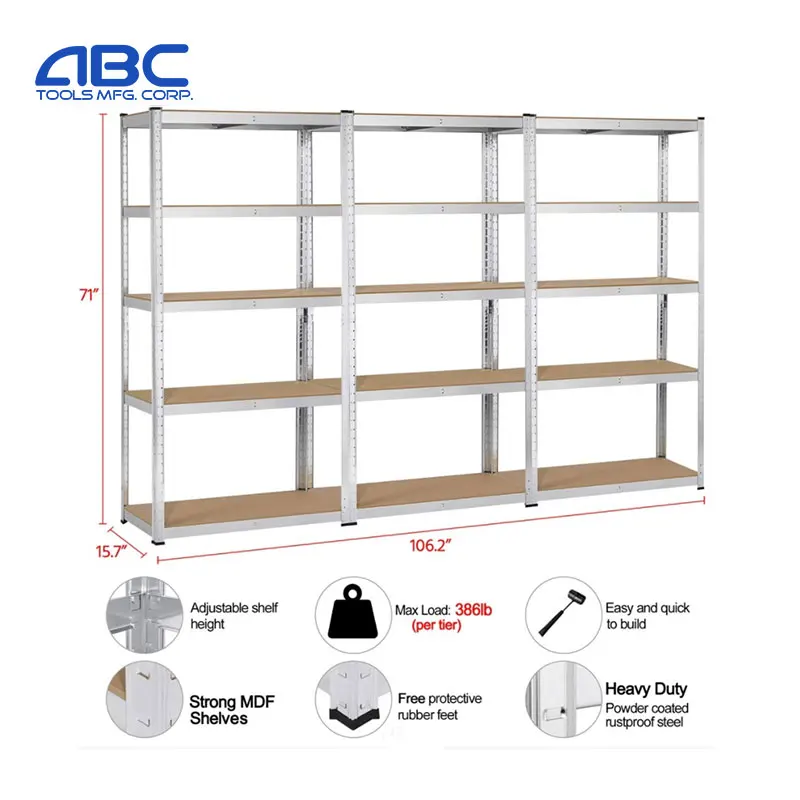 China AA Boltless 5 Tier Steel Rack and Shelving Wire Metal Shelves for Storage