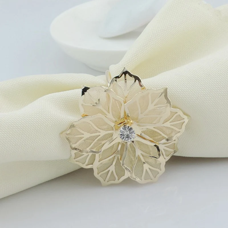 LJQ001, оптовая продажа, кольцо для салфеток из розового золота с цветком для свадебной вечеринки, Дня Святого Валентина, украшение для стола