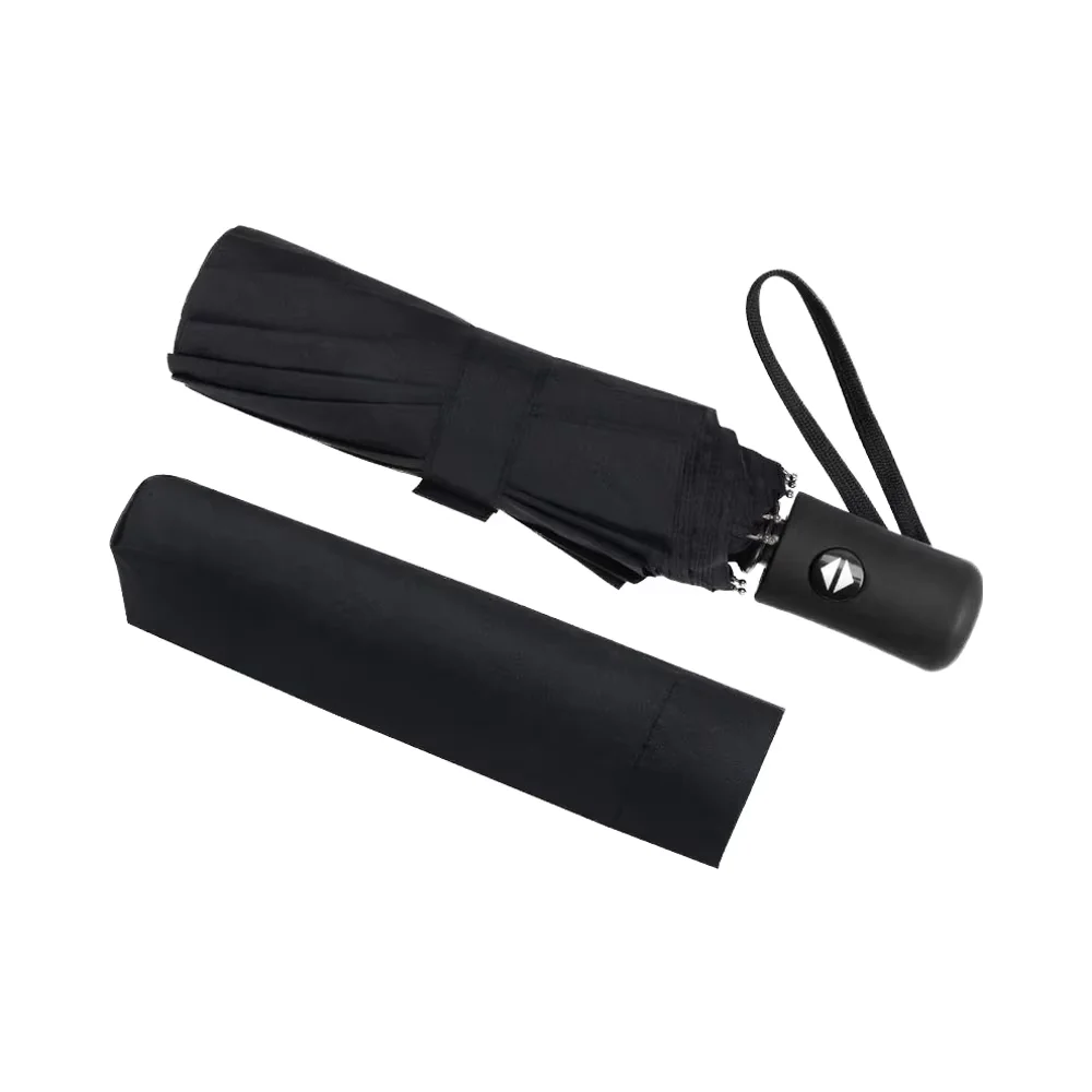 Fully Automatic 3 Fold Promotional Foldable Black Mini Umbrella for Purse Custom with Logo Paraguas Umbrella