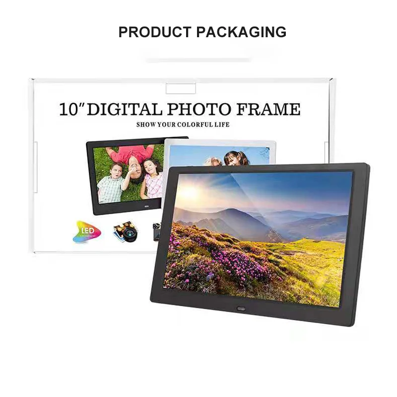 Amazon горячая распродажа 10 дюймов Цвет: белый черный цифровая фоторамка с будильник цифровые часы