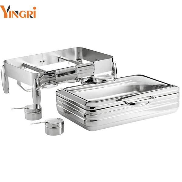 Full Size Stainless Steel Induction / Traditional Dual Purpose Chafer with Glass Top