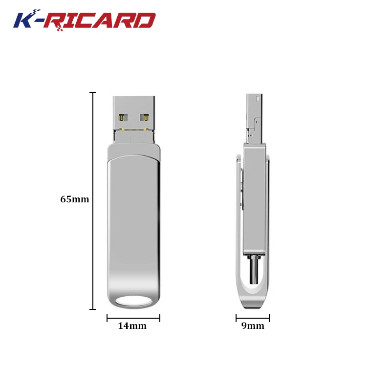 Kricard 3 in 1 OTG USB Flash Drive  Micro cle Type C USB Drives 32GB 64GB 128GB OTG USB stick