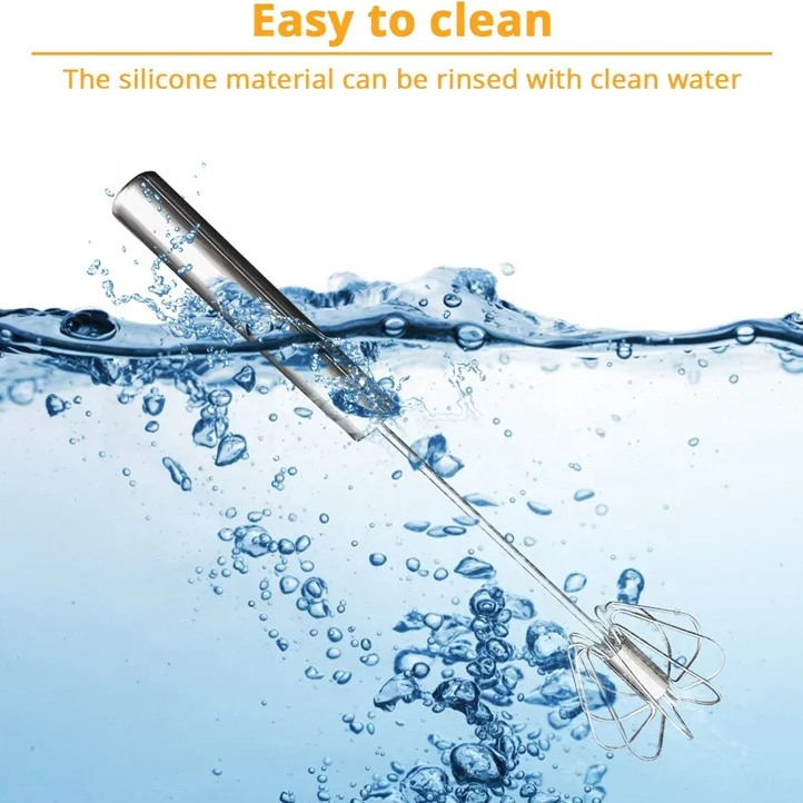 Semi-Automatic Egg Whisk Hand Held Whisk Self Stirring Stainless Steel Beater For Milk Frother,Hand Push Mixer Stirrer,Blending