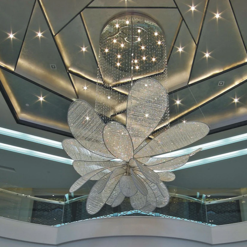 Nordic fancy creative design hotel lights modern luxury restaurant living room petal crystal chandelier
