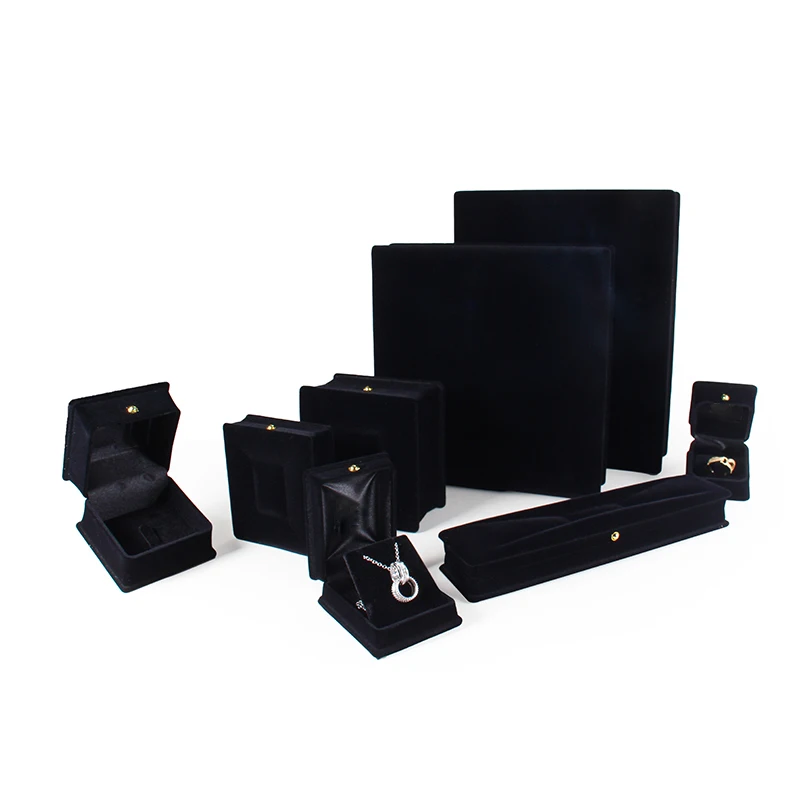 FSD Factory Wholesale Popular Design Red Black color flocking Jewelry box case for bracelet ring earring bangle set gift box