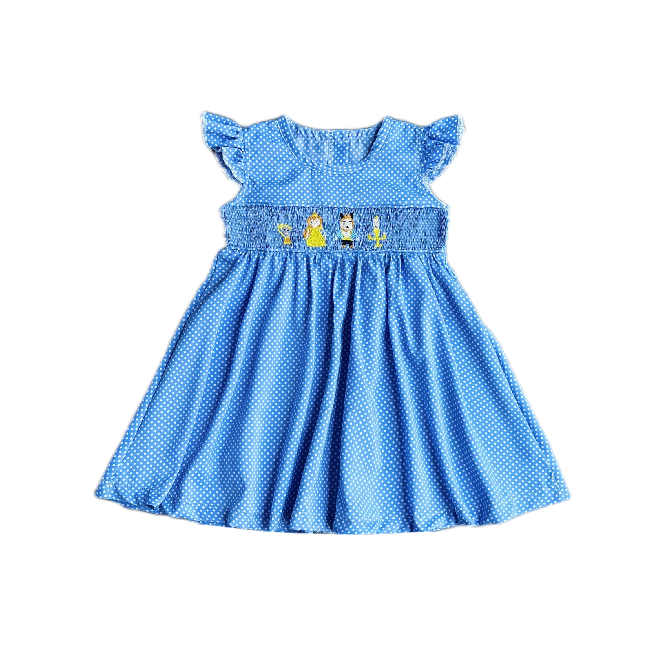Yihui Custom Clothing Set Party Cotton Fabric Custom Patterned Sleeveless Ruffled Baby Girl Toddler Princess Dresses Smock