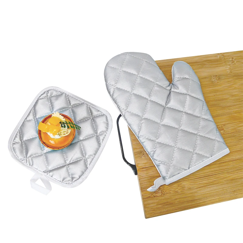 China WAREHOUSE Baking Glove Oven Mitts Cooking Pot Holders Oven Mitts Anti-burn glove with Place Mat