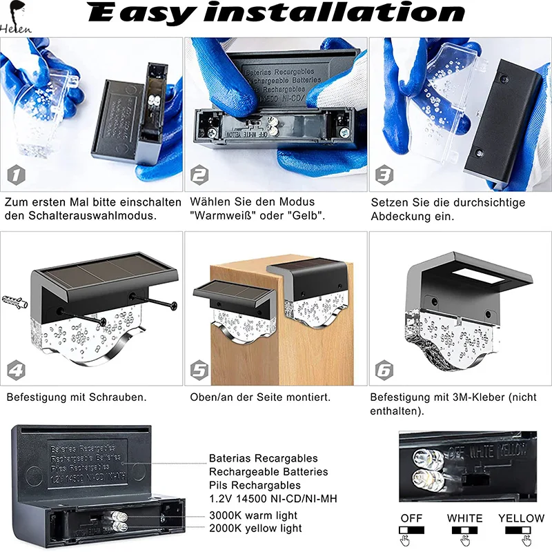 Hot sales solar deck lights, 20 sets of outdoor waterproof miniature LED step lights, used for decks, stairs