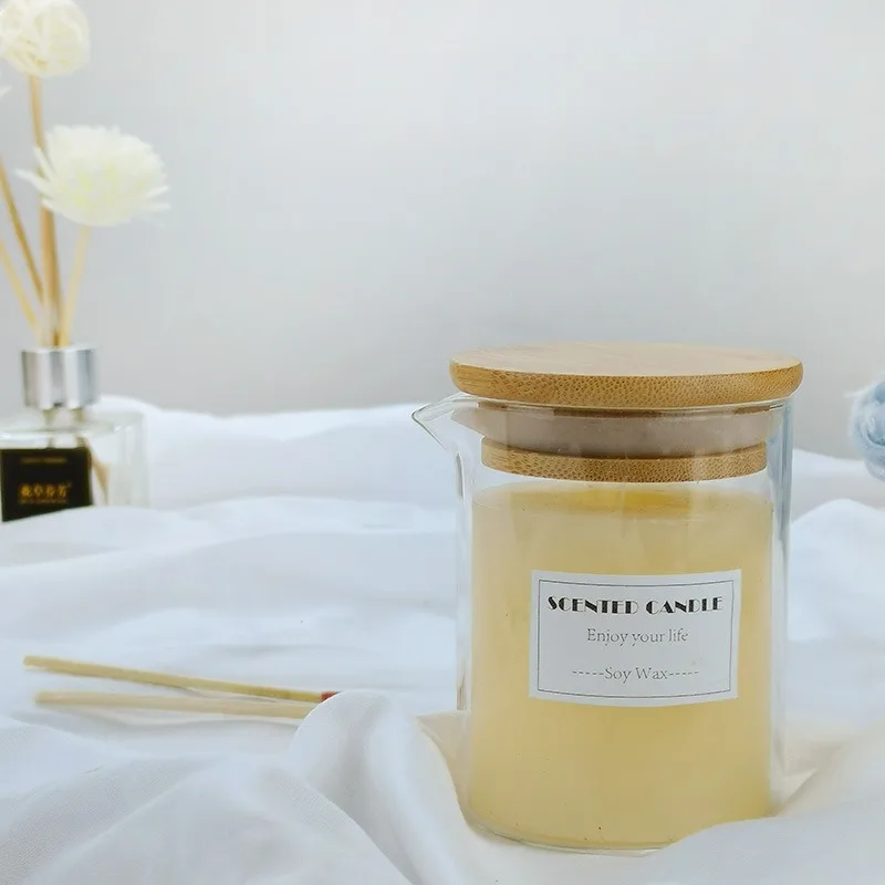 Empty Eco Friendly Glass Jar Transparent Massage Candle Jars with Pouring Spout Lid