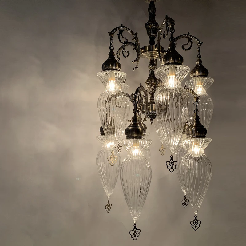 Dubai characteristic villa duplex building stairwell empty hotel restaurant coffee shop homestay handmade glass chandeliers