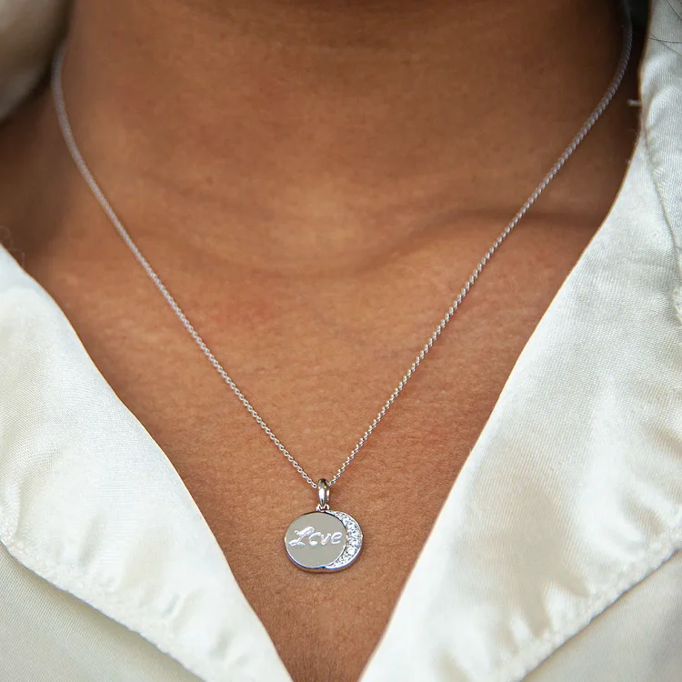 Custom custom plastic chain necklace diamond 925 sterling silver white gold plated love letter necklace