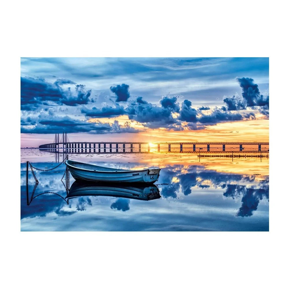 Wholesale high quality sea bridge DIY 5d sailing boat sundial full diamond embroidery diamond painting