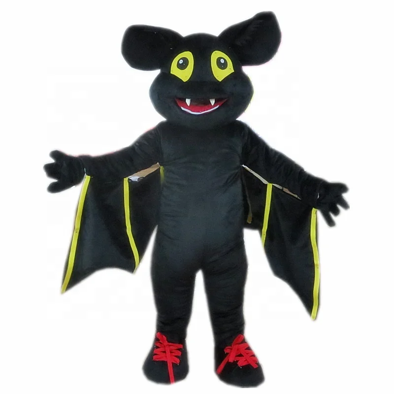 Хорошее качество, мягкий плюшевый костюм гигантской ходьбы, черная летучая мышь, косплей для взрослых с большими крыльями, гигантская летучая мышь, костюм на Хэллоуин